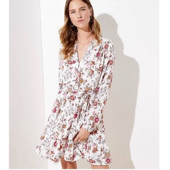 Loft plus Floral Print Long Sleeve Dress Size 24 - Picture 1 of 9